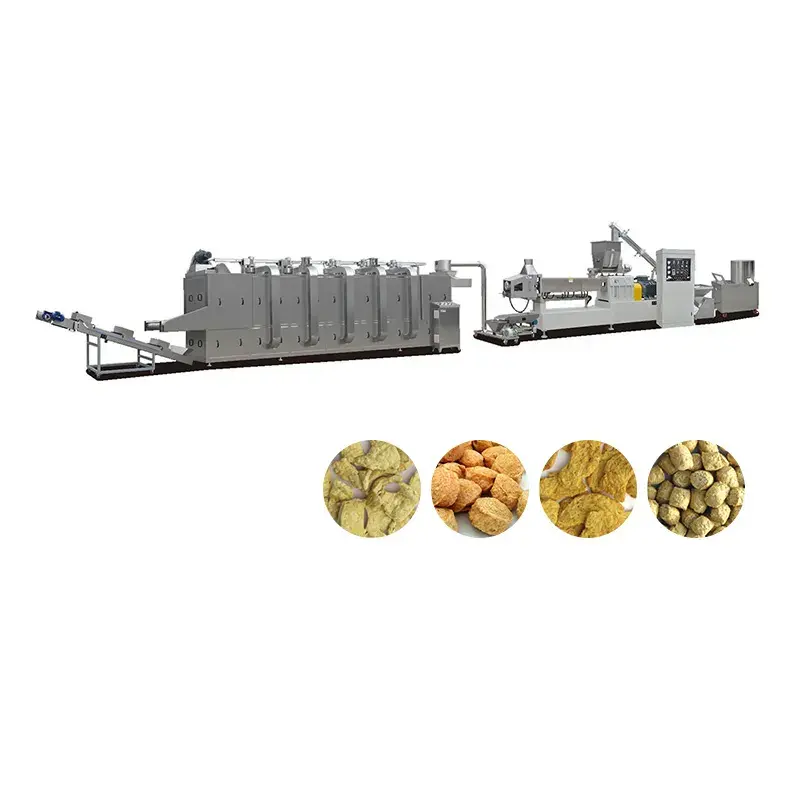 Línea de producción de alimentos de aperitivos de proteína de soja equipo de acero inoxidable para alimentos proteicos