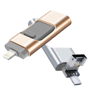 OTG USB 3.0 32G 64G 128G闪存驱动器质量3合1金属摆盘，带USB2.0 16g记忆棒，适用于IOS安卓系统 - Product Image 1