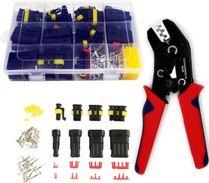 Connettori elettrici per autoveicoli impermeabili connettori per fili elettrici Kit spina 1/2/<span class=keywords><strong>3</strong></span>/4/5/6 connettori Pin con strumento di crimpatura