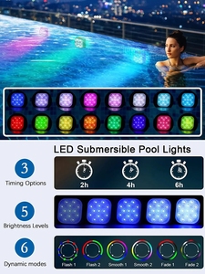 Zamanlayıcı renk değiştirme sualtı ışıkları ile şarj edilebilir 200FT uzaktan kumanda yüzme havuz ışığı LED dalgıç havuz ışığı s - Product Image 2