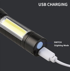 1000 lümen güçlü 3 modu Mini zumlanabilir LED anahtarlık acil COB + XPE şarj edilebilir USB pil LED taktik Torch fenerleri - Product Image 3