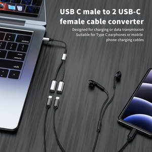 USB C到USB C母适配器分离器Y电缆aux电缆音频输入电缆扩展，用于Mac，Xbox一系列X/S，PS4，PS5，笔记本电脑 - Product Image 3