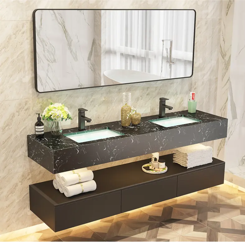 Luxury Double Sink Basin Bathroom Cabinet hanging vanity Set