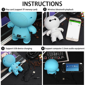 Altavoz inalámbrico de dibujos animados al por mayor Mini caja de sonido portátil tarjeta Tf Usb entrada auxiliar regalo BT altavoz robot altavoz - Product Image 6