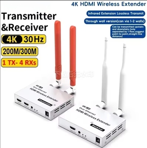 4K 200M/300M <strong>5.8GHz</strong> Wireless HDMI Transmitter Receiver Extender 1 TX-4 <strong>RX</strong> Audio Video Extender HDMI Loop-Out for TV Box - Product Image 1