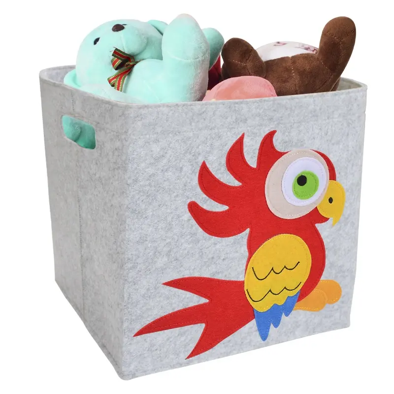 New Design Kids Toy Organizer Cube Cartoon Pattern Doll Plush Toys Felt Big Storage Nursery Diaper Caddy felt fabric