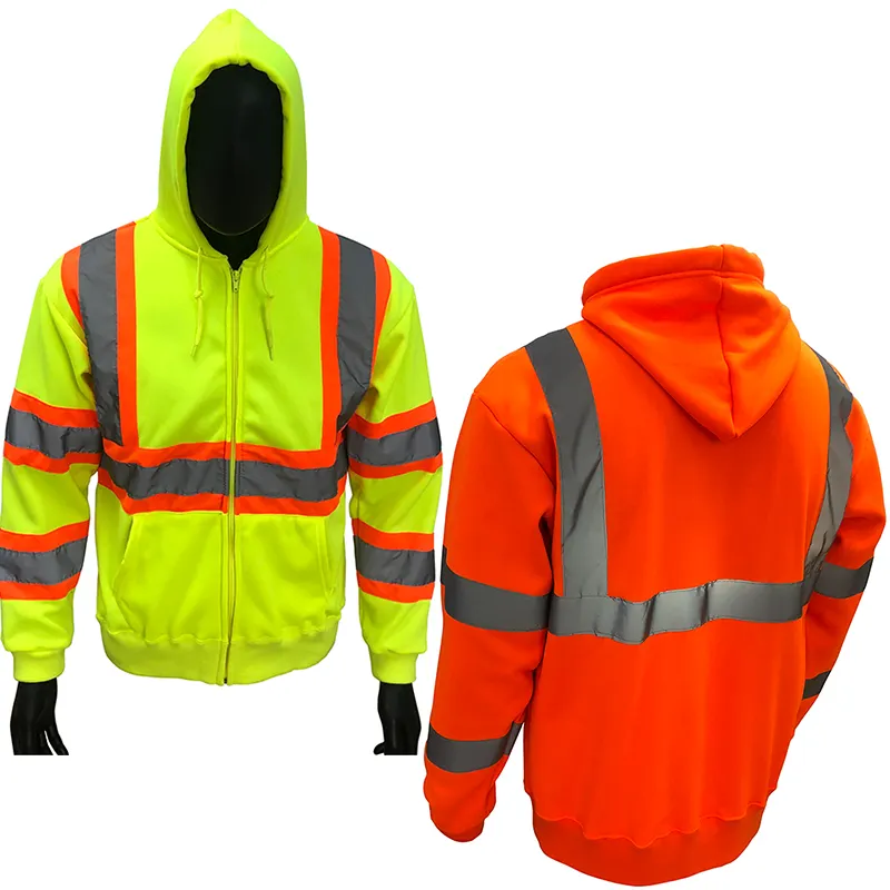 Abbigliamento di sicurezza riflettente ad alta visibilità giacca imbottita Anorak da uomo all'ingrosso con cappuccio 3M riflettente per l'inverno