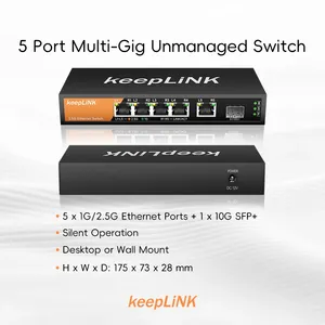KeepLiNK 5-2.5Gbps Ethernet ve 1-10Gbps SFP Uplink ile 6 portlu PC ağ anahtarı VLAN ve snmp'yi destekler - Product Image 4