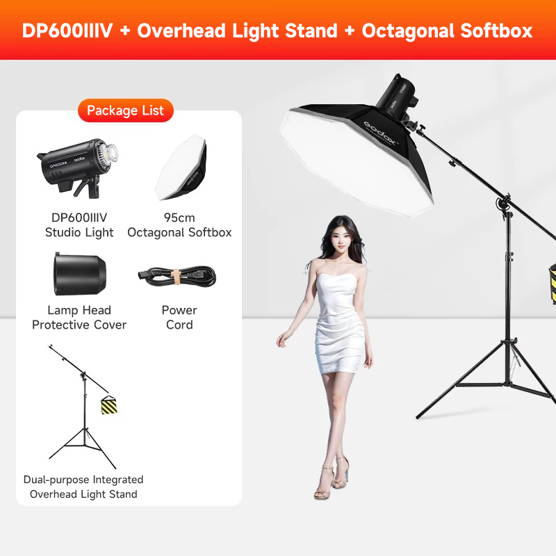DP600IIIV + 95cm Otca Softbox + Dual-use Top Light Stand