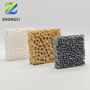 中慈厂碳化硅蜂窝陶瓷泡沫滤板Al2O3 Sic <span class=keywords><strong>ZrO2</strong></span> MgO 10 20 30 40 50 60 ppi陶瓷泡沫