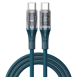 66W kalın naylon örgülü veri kablosu C-C PD + güç LED ekran akıllı telefonlar bilgisayarlar için hızlı şarj kablosu 1.2m trend tip-c - Product Image 2