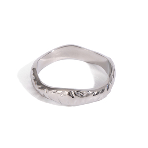 Trendy Fashion Forward Stainless Steel Chic Daily Accessory Gold Star Accented <strong>Silver</strong> Men Ring - Product Image 3