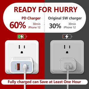 Wholesale Dual Ports QC 3.0 Fast Charging USB C Charger PD 20WW Quick Charger Type C Charger for <strong>Apple</strong> Samsung - Product Image 3