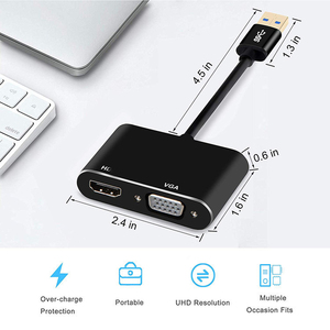 2 in 1 <strong>USB</strong> 3.0 Hub to HD-compatible <strong>USB</strong> to Converter <strong>VGA</strong> Adapter 1080P Display to TV Extend Screen <strong>VGA</strong> Adapter for Computer - Product Image 2