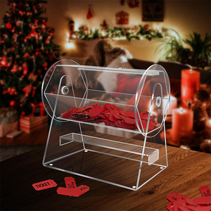 Festival partilerinde bilet kutusu olarak kullanmak için özelleştirilmiş akrilik piyango kutusu. Şeffaf ve döndürülebilir piyango kutusu. - Product Image 3