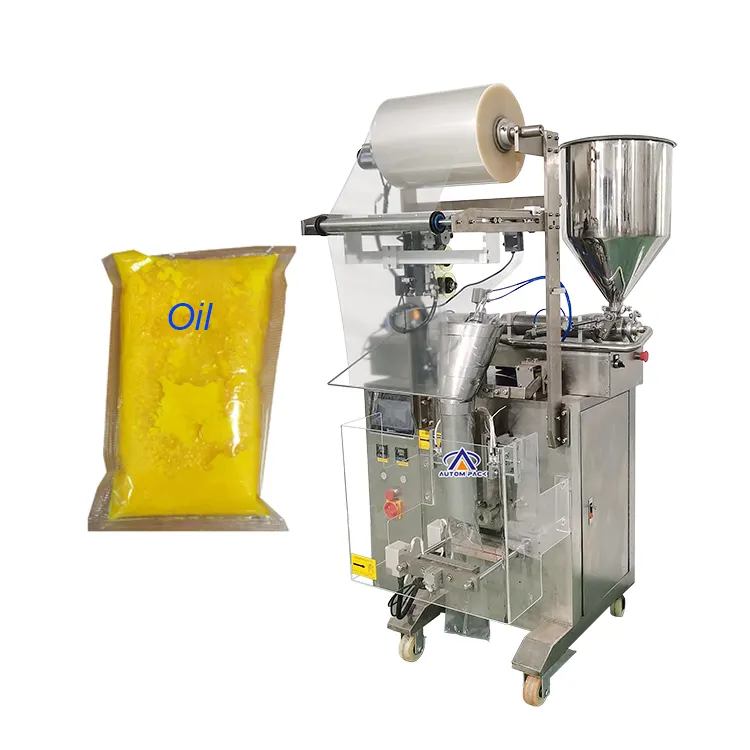 ماكينة التعبئة السائل والسميكة لتبييض الصلصات، Autompack ATM-320L Stickbag Sachet لطبخ زيت الزيتون واللبن والعسل