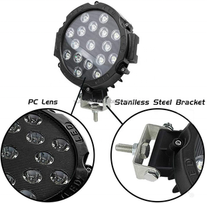 Ayarlanabilir siyah 7 inç 51W Spot ışın Offroad yuvarlak Led iş lambası şeridi LED çalışma lambaları Led ışık Pod 7 "traktör için - Product Image 3