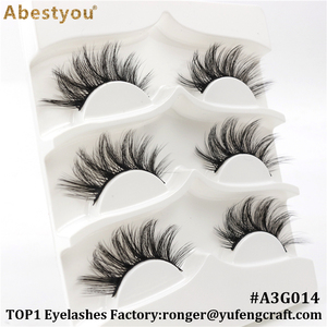 Abestyou ขนตาปลอมขนมิงค์3คู่,ขนตาปลอมทำมือสามารถนำกลับมาใช้ใหม่ได้ส่วนต่อขนตาหนาธรรมชาติ5D - Product Image 5