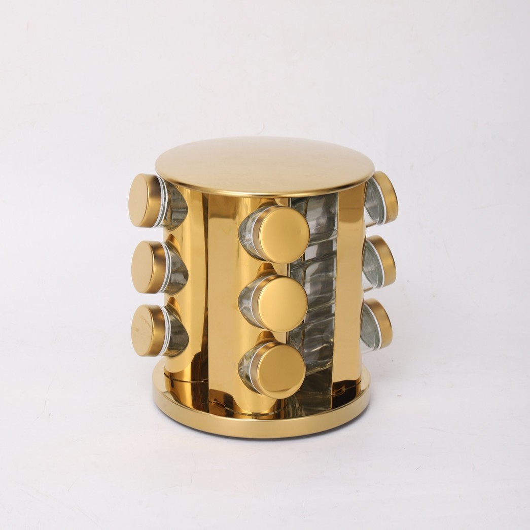 Lot de 12 pots ronds dorés