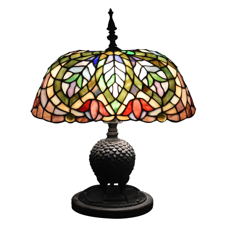 ZF lampada da tavolo in vetro colorato tiffany di fascia alta e lampada da tavolo con supporto in rame realizzata in cina