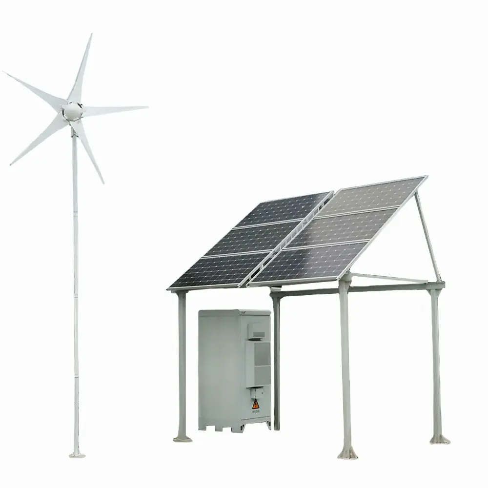 Panneau solaire hybride on off réseau, système d'alimentation 10kw, système d'énergie éolienne et solaire