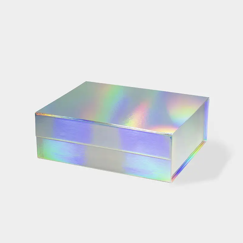 Luxury Fancy Holographic Color A4 Deep Size Cardboard Magnetic Closure Gift Wrapping Box