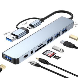 <strong>8</strong> in 1 <strong>Usb</strong> C Hub Splitter USB3.0+USB2.0*3+<strong>USB</strong>-C Data Transfer+TF +SD +3.5mm Audio Docking Station Type-c Data Hub for Lapt - Product Image 5