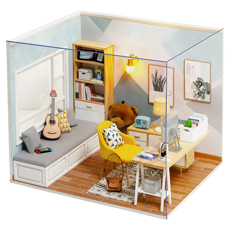 Tiktok-casa de muñecas en miniatura de madera, casa de muñecas Diy hecha a mano, gran oferta