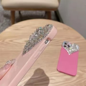 高級ガールズハート型ダイヤモンドシリコン携帯電話ケースiPhone用11 12 13 14 15 16プロマックスソフトプロテクトバックカバーシェル