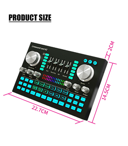 Tarjeta de sonido de interfaz de audio profesional A2 de 12 horas con cambiador de voz USB de 48V y 3,5mm para transmisión en vivo y grabación de Youtube - Product Image 6