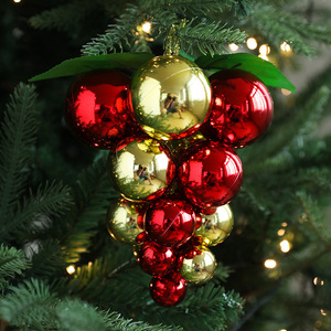 クリスマス吊り光沢のあるプラスチック製のクリスマスツリーボールNavidad Tree Hangings Baublesクリスマスブドウの飾り - Product Image 2