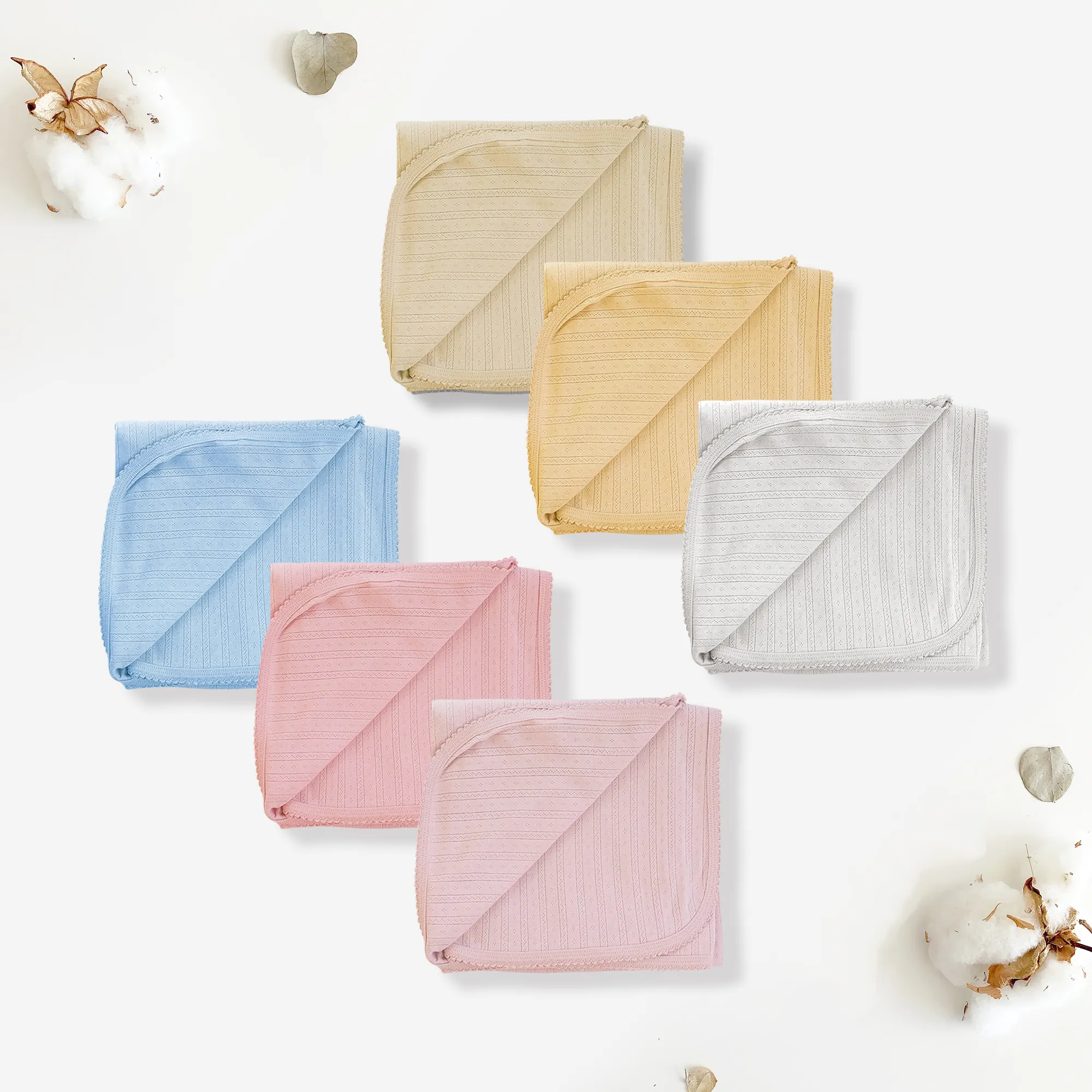 Couverture pour nouveau-né en coton biologique doux et personnalisé, emmaillotage lavable en Jacquard pour bébé