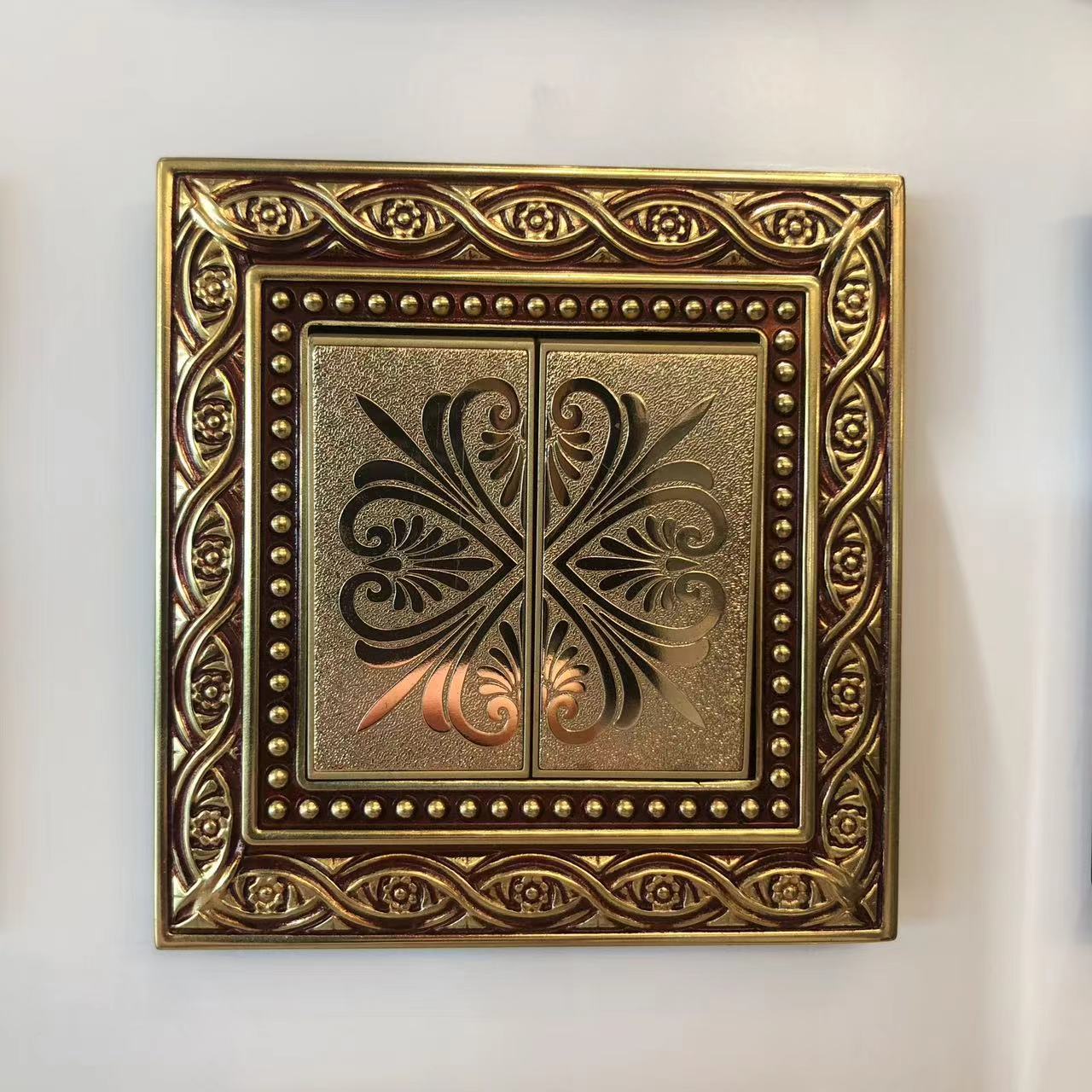 2 gang 2 way switch european gold color copper panel