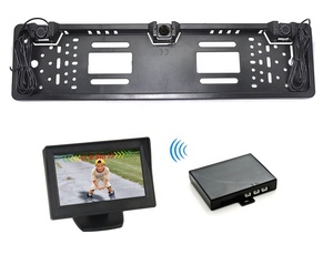 EU Wireless 4.3 Inch Car <strong>LCD</strong> Monitor <strong>Reverse</strong> Camera with Parking Assist Night View European License Frame Rearview Plate <strong>Sensor</strong> - Product Image 1