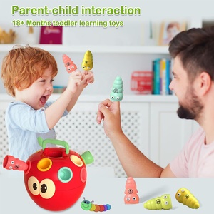 Funny <strong>Apple</strong> Shaped Catch Worms Game Toy - Educational Learning Toy for Toddlers | Simple Number &amp; Color Matching Game - Product Image 4