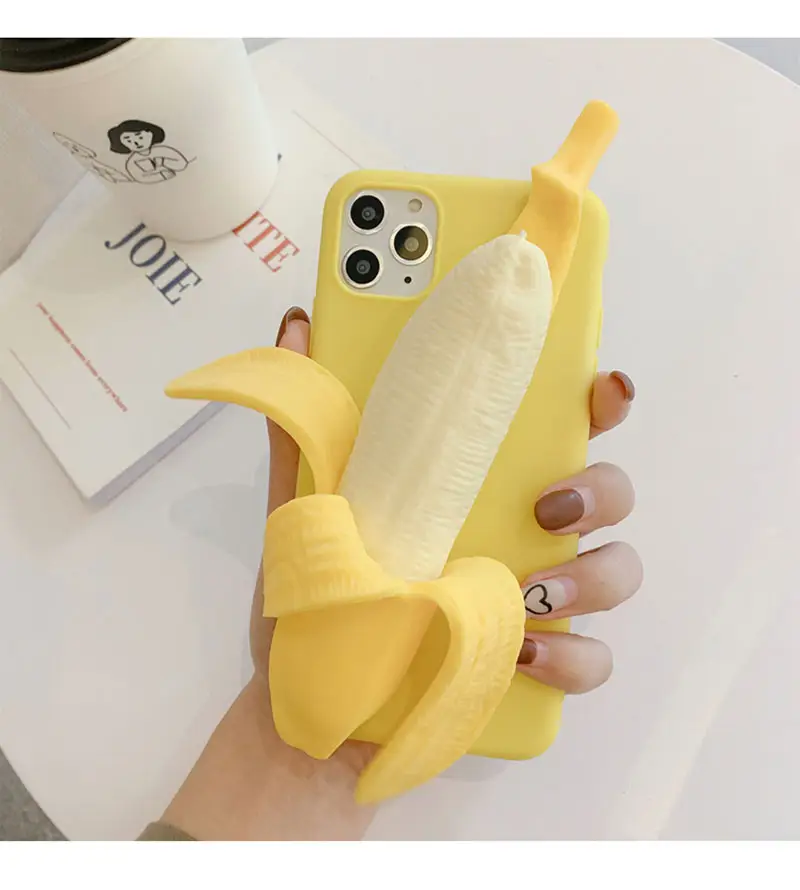 3d для снятия стресса чехол со смешной очищенный Банан мягкий чехол для Apple Iphone 12 11 фотокамеры мгновенного действия 8 7 6xr Pro Max ТПУ 2020