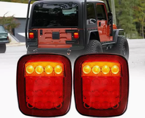 Tsinye ไฟสัญญาณเลี้ยว LED หยุดไฟเบรคท้ายรถสำหรับรถบรรทุกสี่เหลี่ยมสำหรับ JEEP YJ TJ JK CJ ในเลนส์สีแดง - Product Image 6