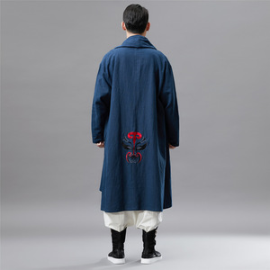 เสื้อโค้ทผ้าฝ้ายพิมพ์ลายปักกิ่งโอเปร่าสไตล์จีนสำหรับผู้ชาย - Product Image 4