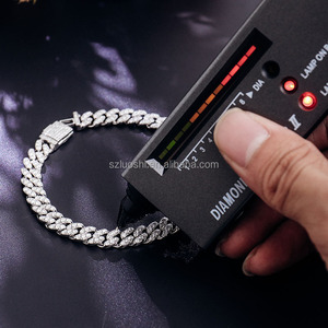 925 Sterling Silver Pass <strong>8mm</strong> 7in to 24in Ited Cut D Color Moissanite Diamond Tester Miami Bracelet Necklace Men Cuban Link <strong>Chain</strong> - Product Image 2
