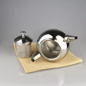 玲珑不锈钢搪瓷茶壶银/金厨具耐热花茶壶带滤茶器咖啡水 - Product Image 3