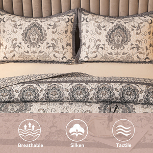 Tất cả các mùa Nữ Hoàng Bohemian <span class=keywords><strong>Quilt</strong></span> 3-mảnh Trọng lượng nhẹ in coverlet và gối thiết lập - Product Image 4