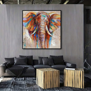 El-boyalı akrilik tuval duvar sanatı 3D doku fil ve bıçak POP Art 100% yağ manzara tasarım çerçeveli montaj yöntemi - Product Image 5