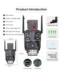 Cámara IP WIFI 8MP HD tres lentes PTZ cámara exterior 4K triple lente detección de movimiento alarma inteligente cámara de seguridad impermeable Ip66
