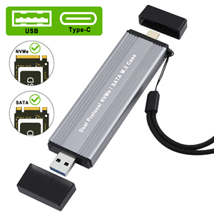 มินิ USB SSD Enclosure USB C 3.1 + 3.0 Dual Connector SSD Case B คีย์ B + M คีย์อลูมิเนียม2 in 1 M.2 SSD Enclosure - Product Image 2