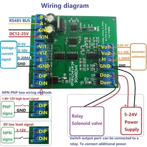 N4DBA06 DC12V 8 Channel Analog <strong>Digital</strong> IO <strong>Module</strong> RS485 <strong>Modbus</strong> Rtu Protocol ADC DAC Analog <strong>Input</strong> <strong>Module</strong>