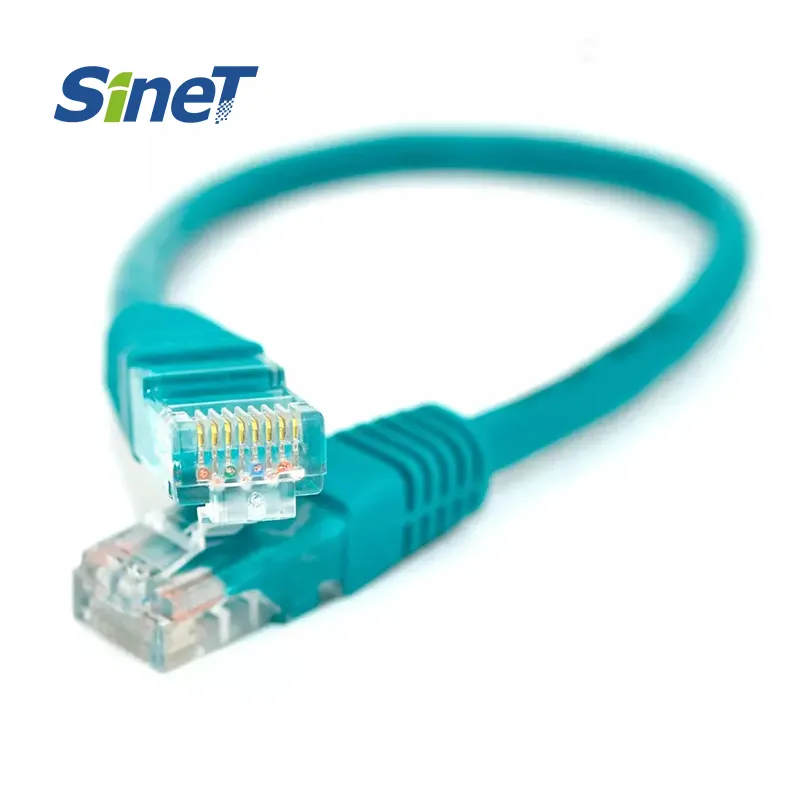 Toptan ucuz bilgisayar Ethernet kablosu korumasız UTP Cat5e Tyco yama kablosu 4 Pairs telli 7/0.12mm bakır kablo RJ45 50CM