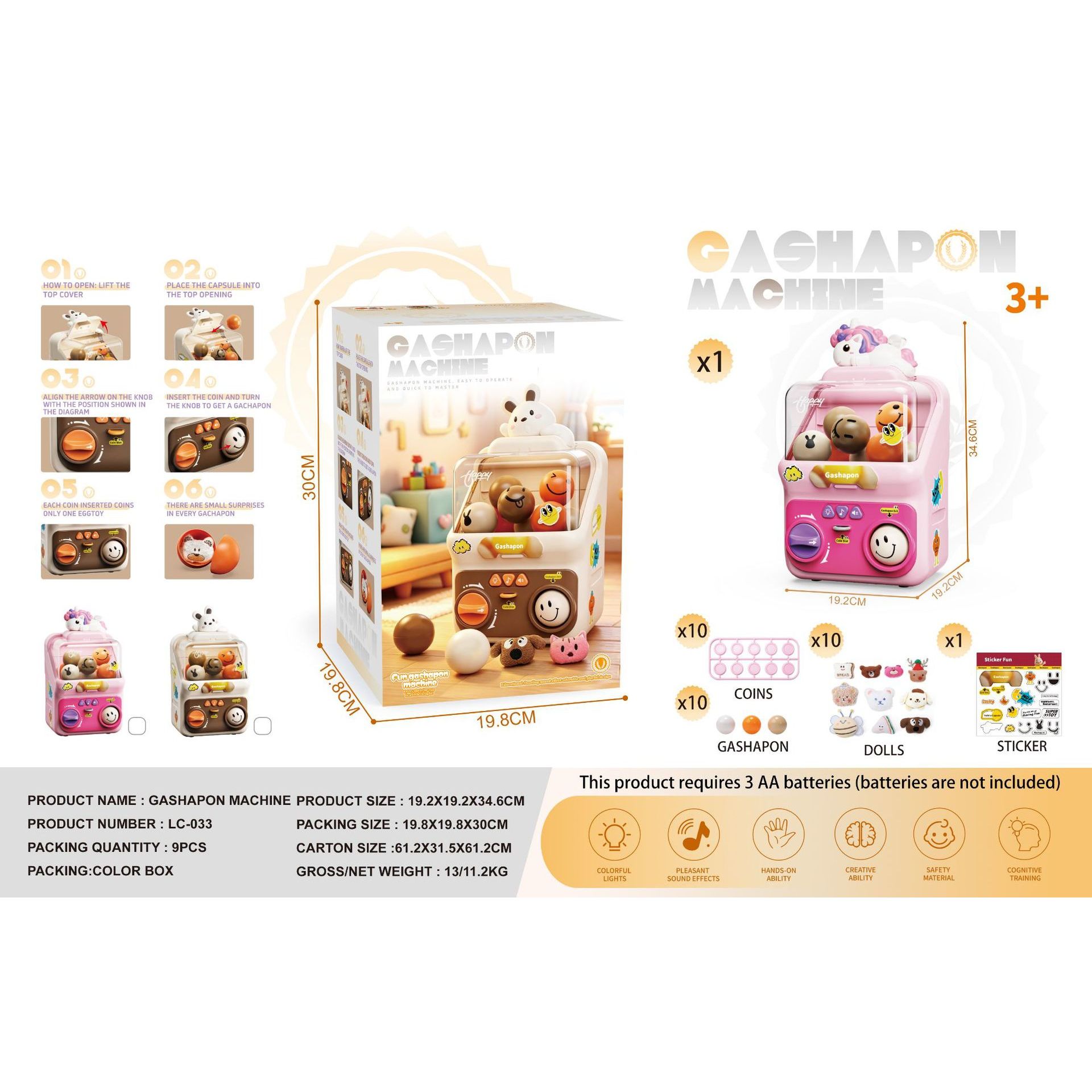 Linda máquina gashapon con temática de conejitos (caja de color en inglés)