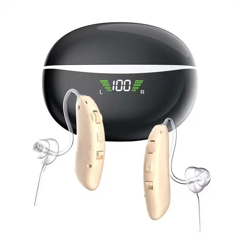 16チャンネルノイズキャンセリングデジタルミニBTE補聴器GM-307難聴用充電式