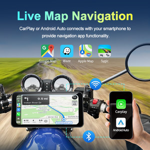 6,25 polegadas impermeável motocicleta DVR traço Cam CarPlay sem fio Android Auto BT música toque navegação <span class=keywords><strong>Display</strong></span> 60FPS captura de vídeo