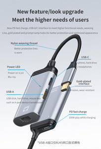 USB C to Gigabit Ethernet Lan adattatore 1000 tipo Mbps a RJ45 in alluminio Extender di rete Hub con ricarica PD e dati - Product Image 2